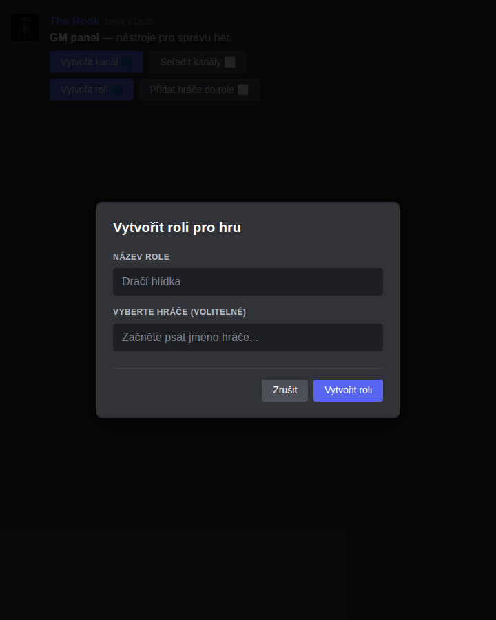Dialog vytvoření role
